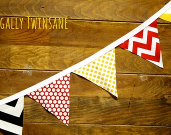 Fabric Bunting Banner Orange Aqua Dark Grey By Legallytwinsane