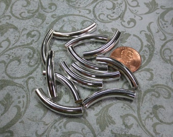 Antiqued Silver Plate Noodle Beads, 12 Beads - Item 579
