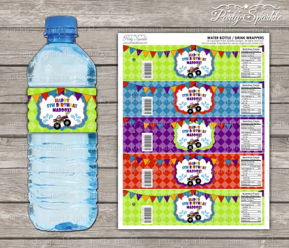 PRINTABLE Monster Splash Drink Wrappers Personalized