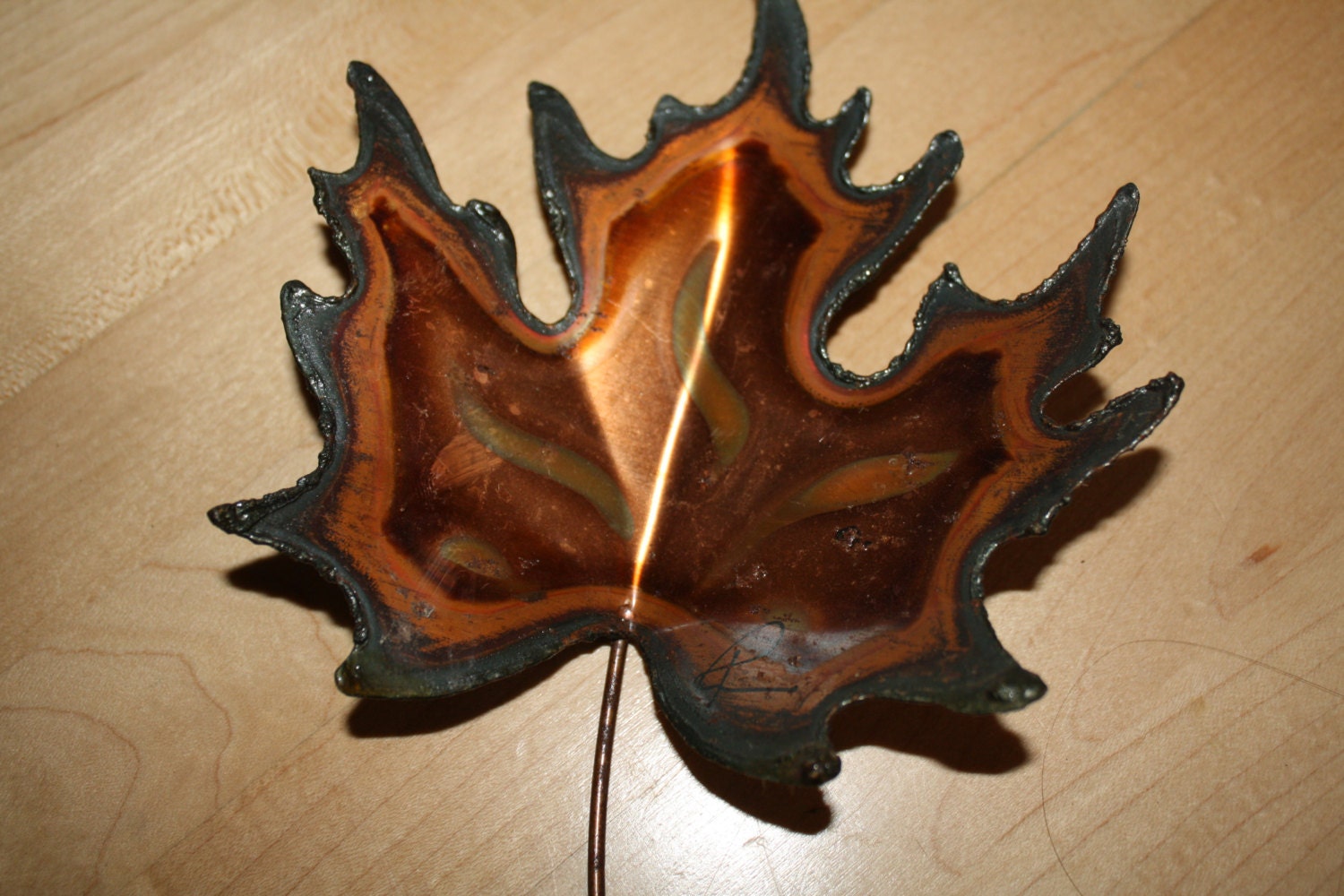 Vintage Copper Metal Maple LEAF Canadian Leaf Wall Hanging