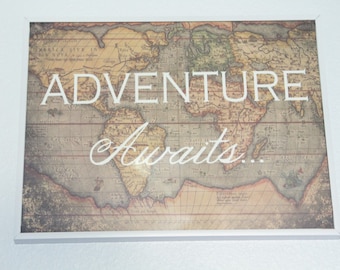 adventure awaits vintage map print digital download