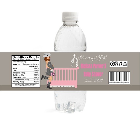 Cowgirl Baby Shower Water Bottle Labels Set of 10 Western