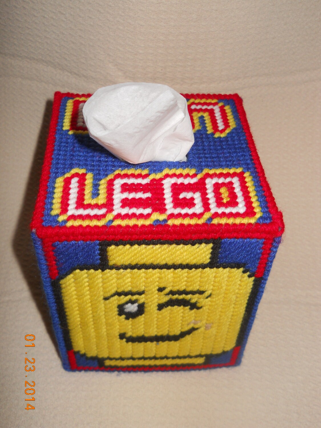 Lego Tissue box cover in Plastic canvas