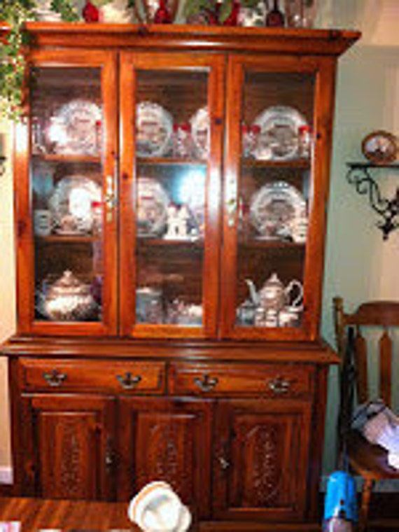 Vintage Dark Stain China Hutch Local Pick Up Only