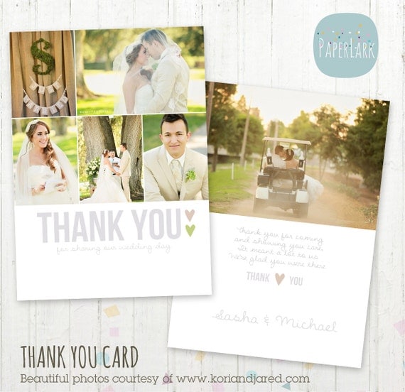 Wedding Thank You Card Photoshop template by PaperLarkDesigns