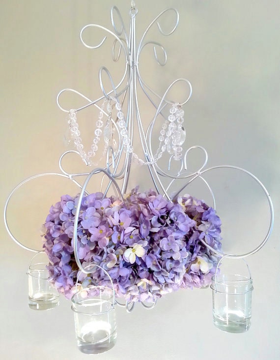 Items similar to Shabby Chic Candle Chandelier, Outdoor / Indoor