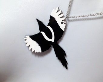 laser cut layered perspex Magpie necklace