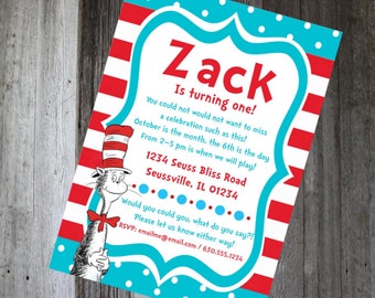 Dr. Seuss Birthday Invitation - DIY PRINTABLE