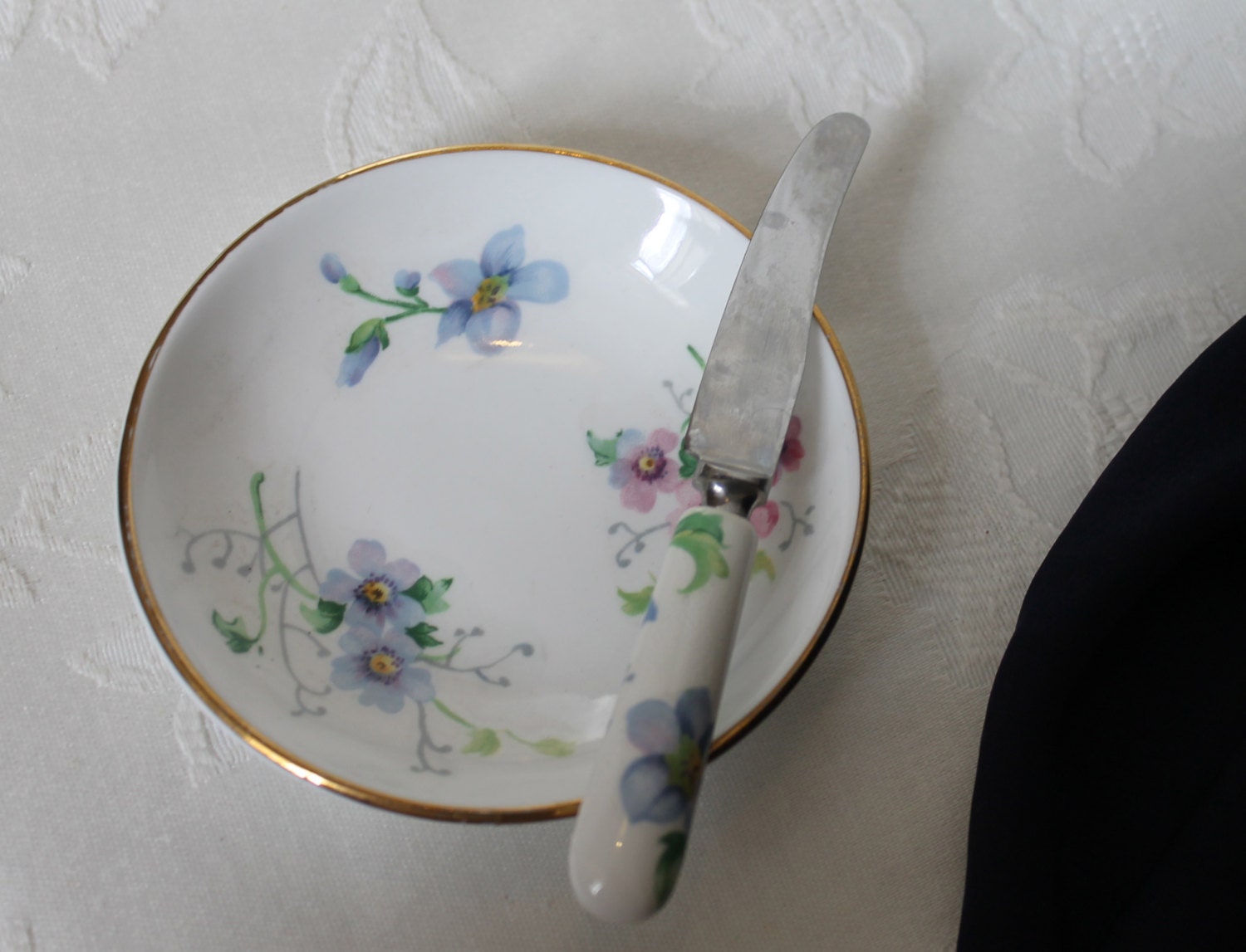 Vintage Fine Bone China Individual Butter Dish by Staffordshire