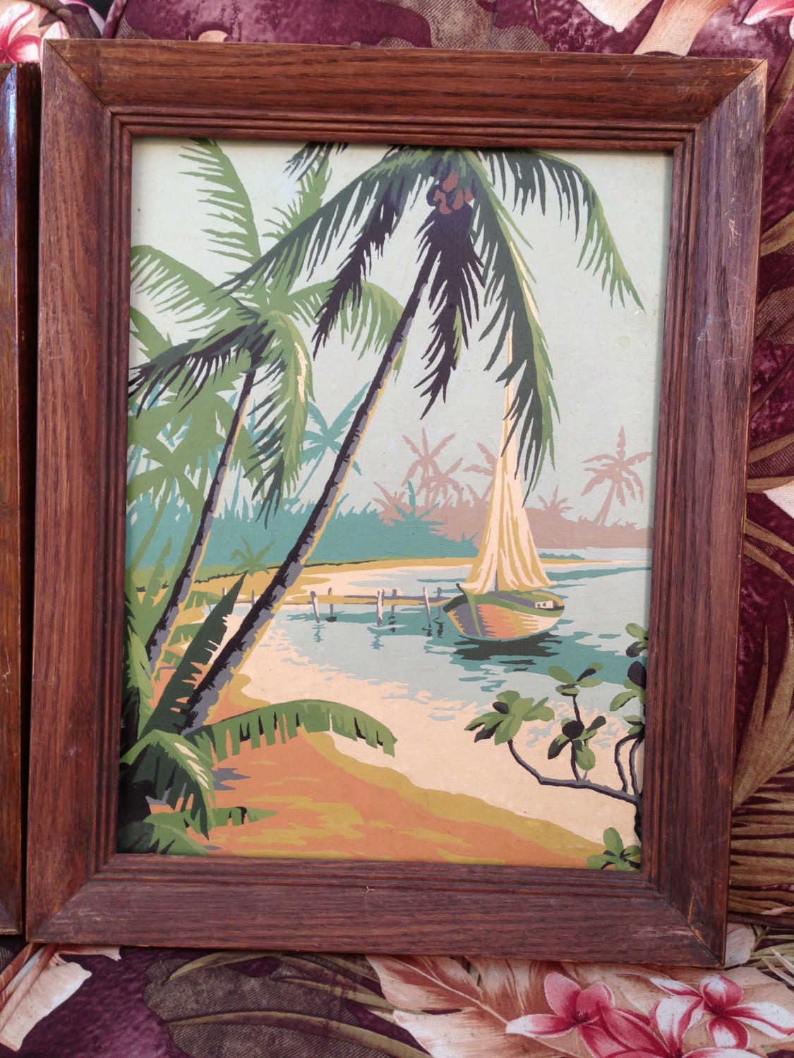 Vintage Pair of Hawaiian Paint By Number Very Kawaii Tikki
