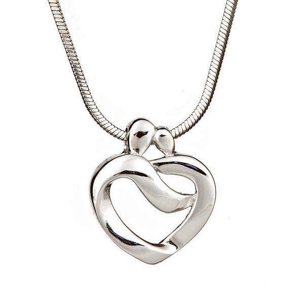 925 sterling silver heart mother and baby necklace. by FATISROCK