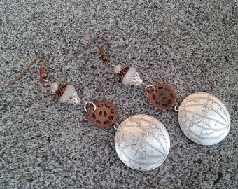 Over the Moon- Steampunk Moonstone Earrings
