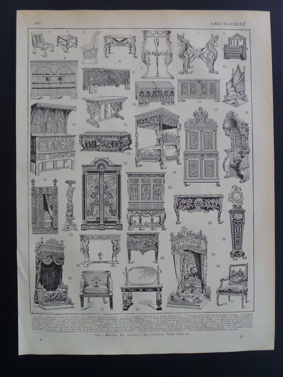 Pictures Of Furniture Styles Antique French Print Poster