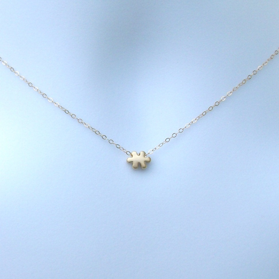 Gold Puzzle Piece Necklace Tiny Gold Puzzle Piece Necklace