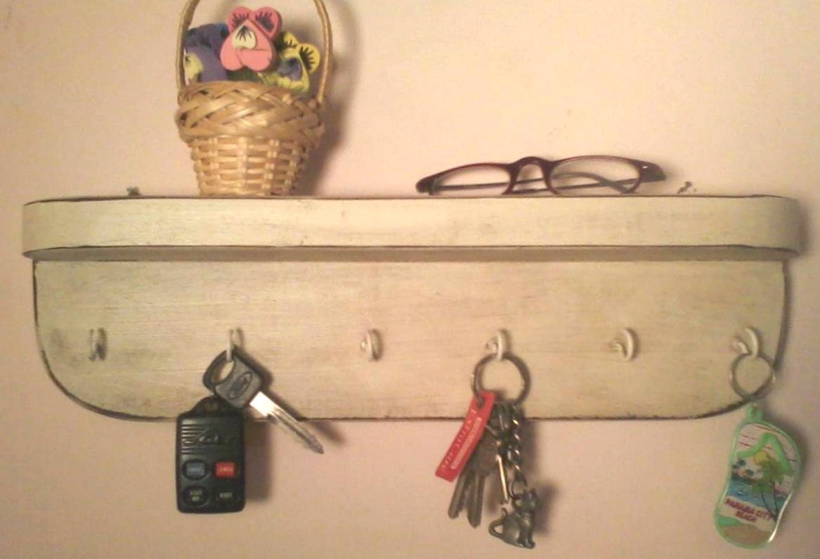 Key holder with Shelf Wood Key Rack Distressed finish from