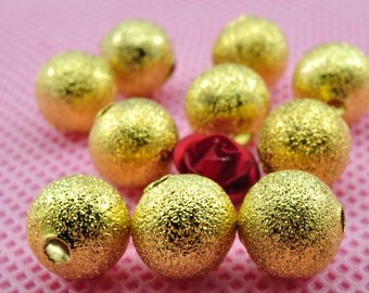 100 pcs of Gold plated Matte Spacer round beads in 8mm