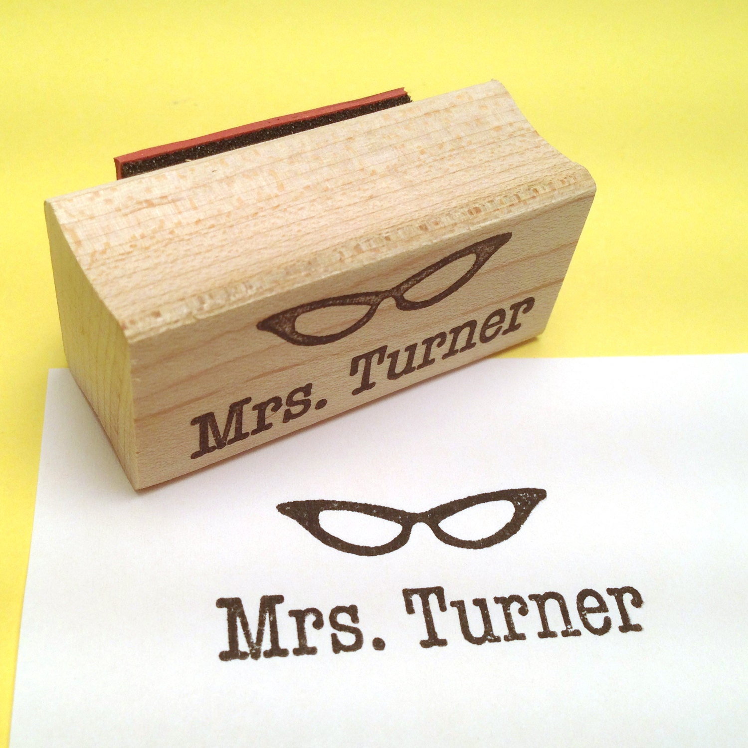 Teacher Name Custom Rubber Stamp Personalized Name Retro 50s