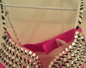 Items similar to Rhinestone Rave Bra Pink Zebra 36c ready to ship on Etsy
