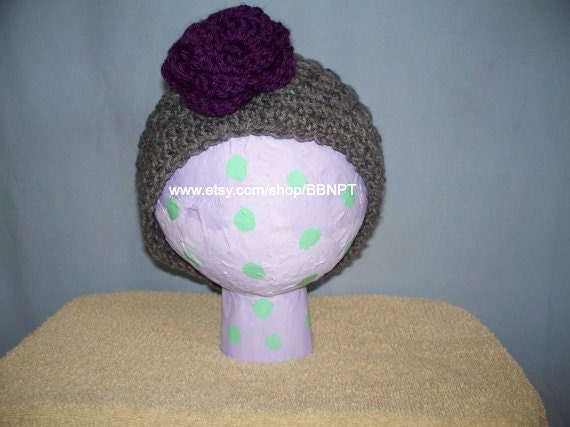 Women's Grey hat with Purple Rose Il_570xn