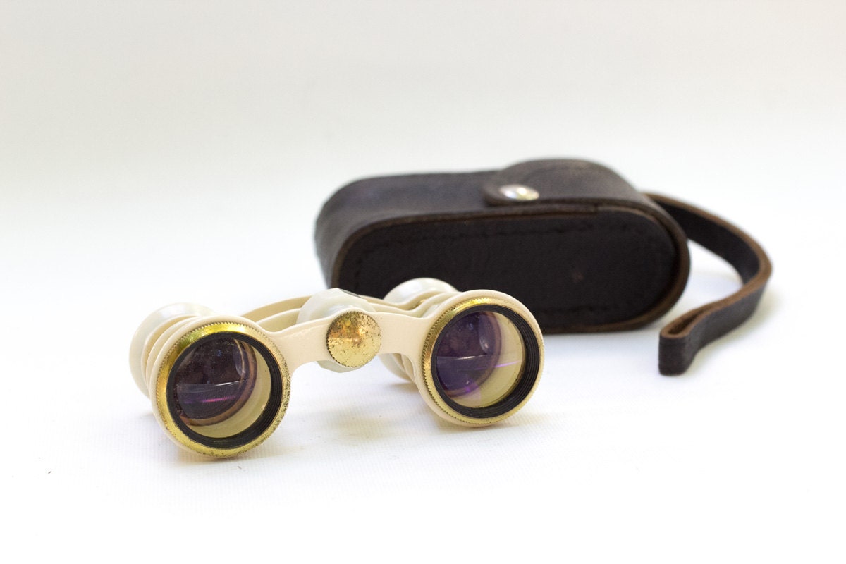 Vintage Binoculars Ivory Opera Glasses Theater Small