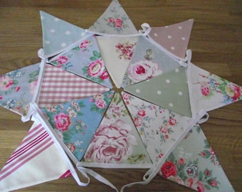 Handmade Fabric Bunting with Cath Kidston, Laura Ashley and Clarke & Clarke Polka Dot, Floral and Gingham fabrics