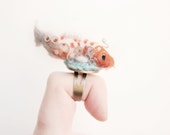 Koi Fish Statement Ring, Needle Felted Ring, Cocktail Ring, Adjustable Ring