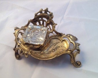 SALE Repurposed Victorian style inkwell candle holder