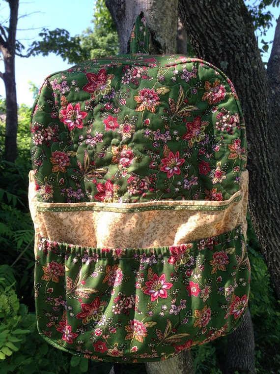 Quilted Adult Backpack with 5 Pockets Made to by KrauseCreations