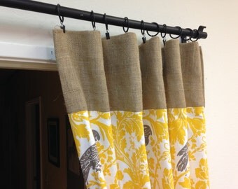 Yellow Burlap Curtains, Burlap Curtains, Rod PocketBurlap Curtain, Clip Ring Curtain, Burlap Drapes, Custom Burlap Window Treatments
