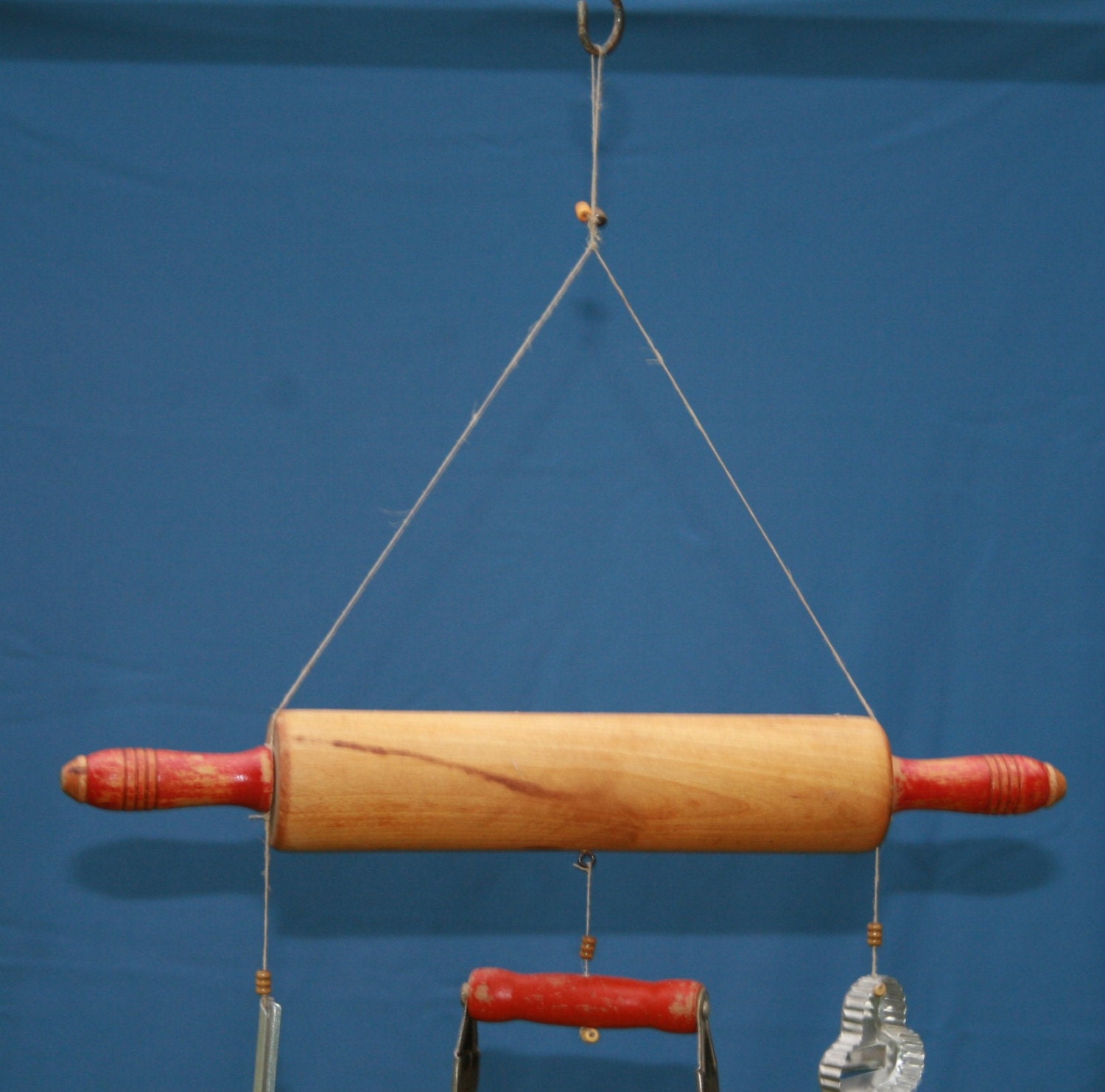 Vtg Baking Wind Chime Rolling Pin Cookie Cutters Measuring