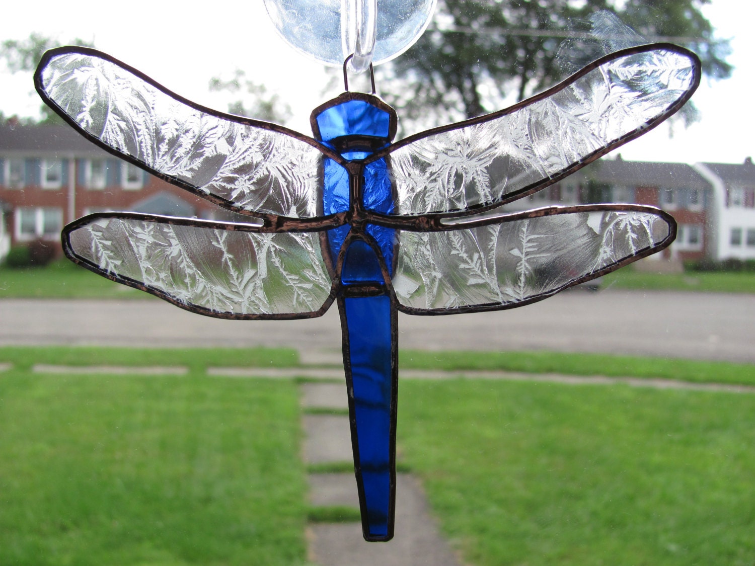 Stained glass dragonfly glue chip wings by CGStainedGlass on Etsy