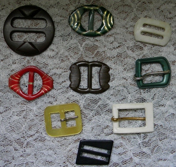 9 Vintage Belt Buckles Sewing Supplies Fashion