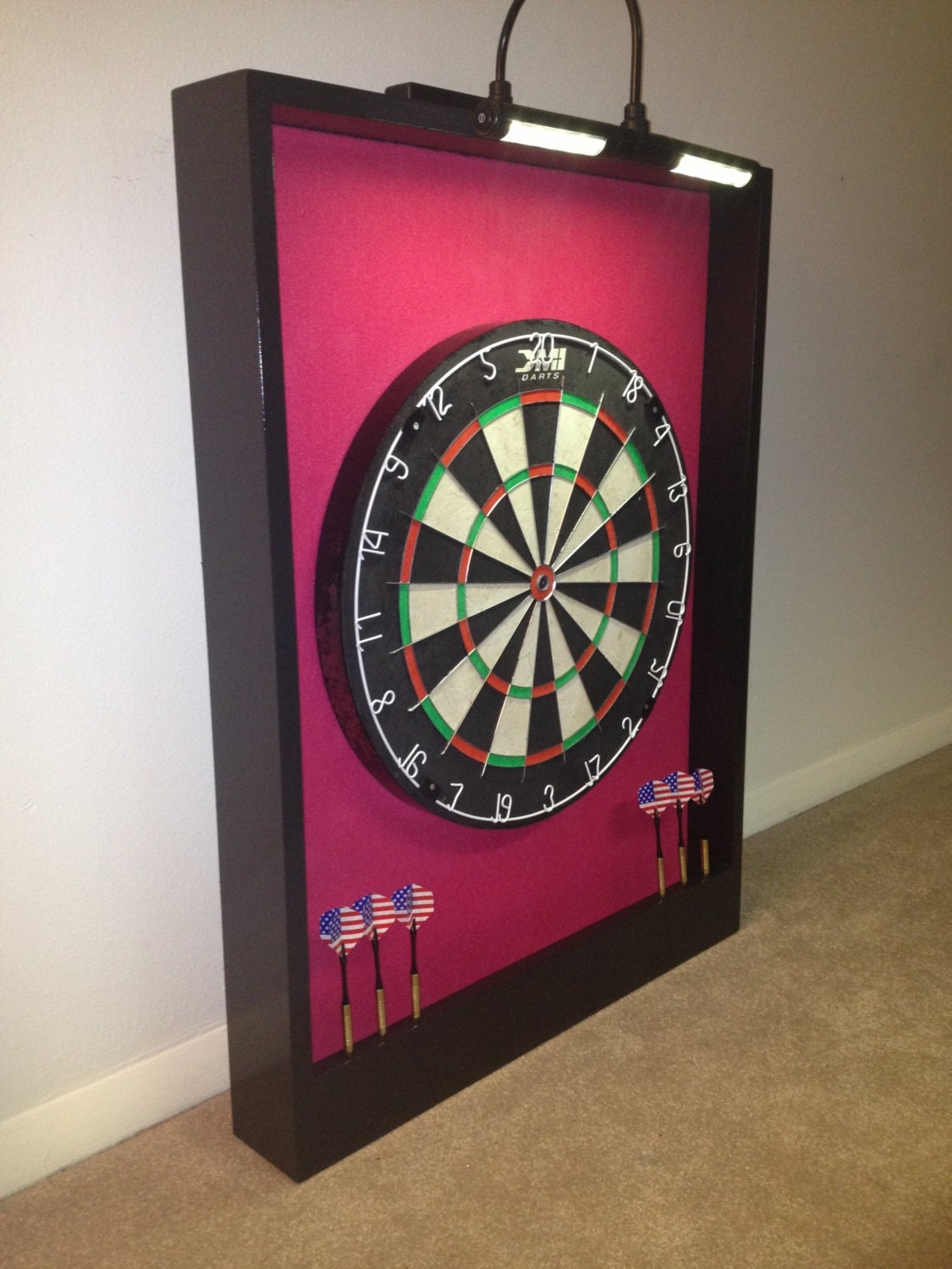 Custom LED LIGHTED Pink & Black Trim Dart Board by JaysProjects