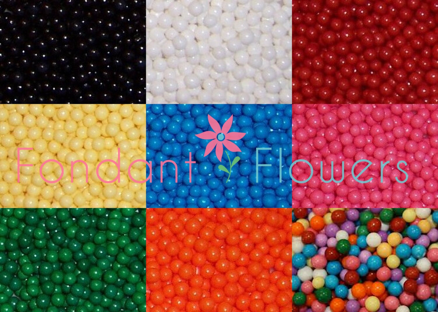 4mm Edible Sugar Pearl Beads Black Blue White Green Yellow