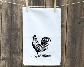 Rooster Kitchen Towel- Farm Animal Towel, Chicken Towel, Hen Towel Flour Sac, Farm Chicken -Dish-Hand-Kitchen-Rooster