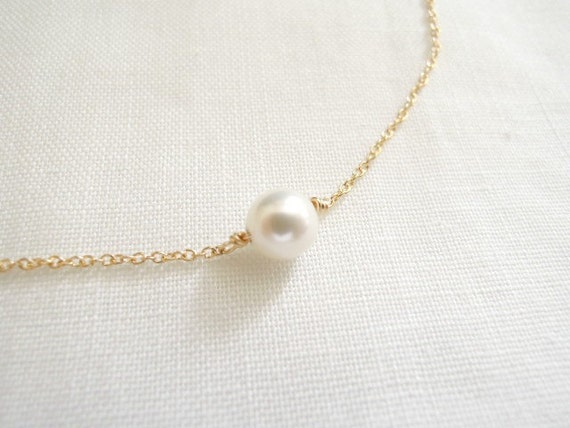 Pearl Necklace. Pearl Gold Silver Necklace. Simple by honeymiffy