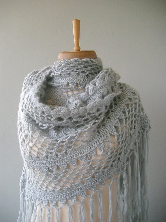 Gray Shawl Grey cashmere mohair shawl Wedding by DokumaAccessories