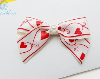 Popular items for red hearts hair bow on Etsy