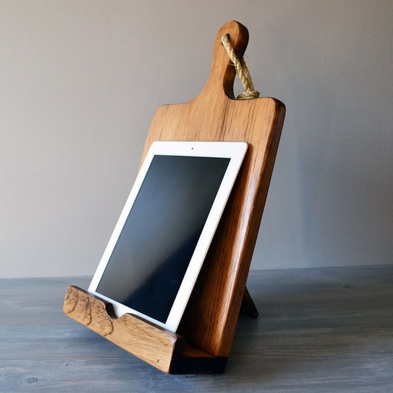 iPad And Cookbook Stand Combo Rustic Wood Cutting Board by Roostic