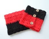 Boot cuff, Crochet boot cuffs, Leg Warmer,Black,Red,Women. which one you want to use that side of,adjustable with buttons, With Free gift Boot cuff, Crochet boot cuffs, Leg Warmer,Black,Red,Women. which one you want to use that side of,adjustable with buttons, With Free gift