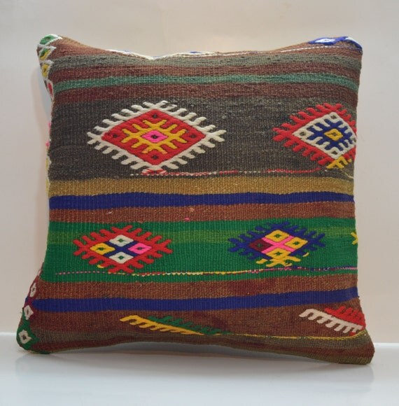 Decorative Throw Pillow Kilim Pillow Cover by PillowsHistoric