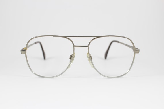 Vintage 1970s Gunmetal Aviator Eyeglass Frame by MainAndGrand
