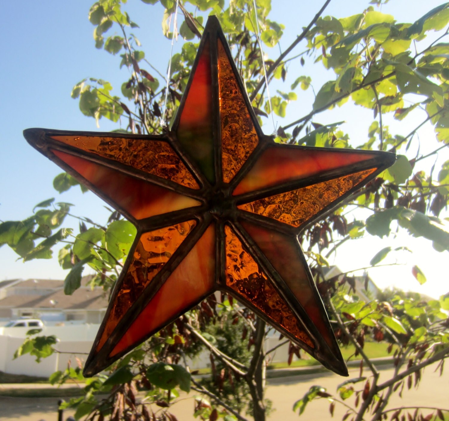 Stained Glass Texas Star Suncatcher Auburn