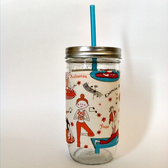 Mason Jar Tumbler 24oz Yoga Inspired Insulated Cozy w BPA Free