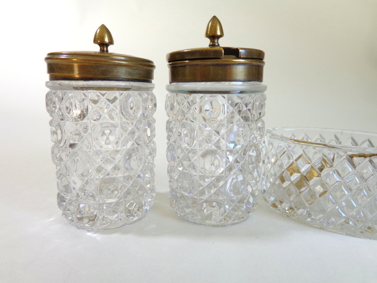 Antique cruet set Victorian crystal condiments set pepper