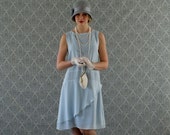 Stylish flapper dress in baby blue, Roaring 20s dress, Great Gatsby dress, Downton Abbey dress, 1920s flapper dress, robe Charleston dress