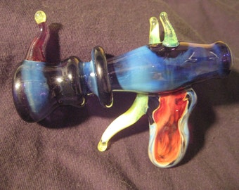 Ray Gun Sky Blue And Alien Slyme Green fumed glass pipe