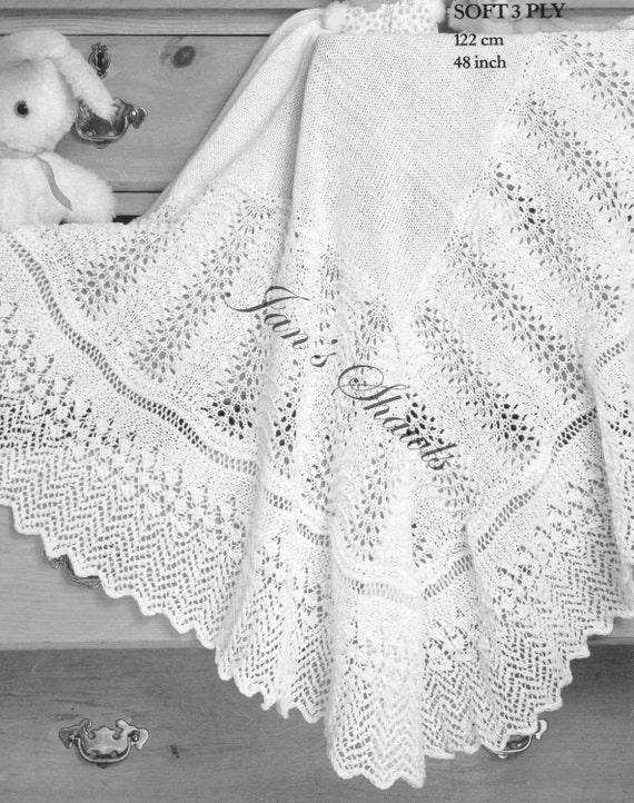Babies Shawl With Lace Border knitting by knittingpatterns4you