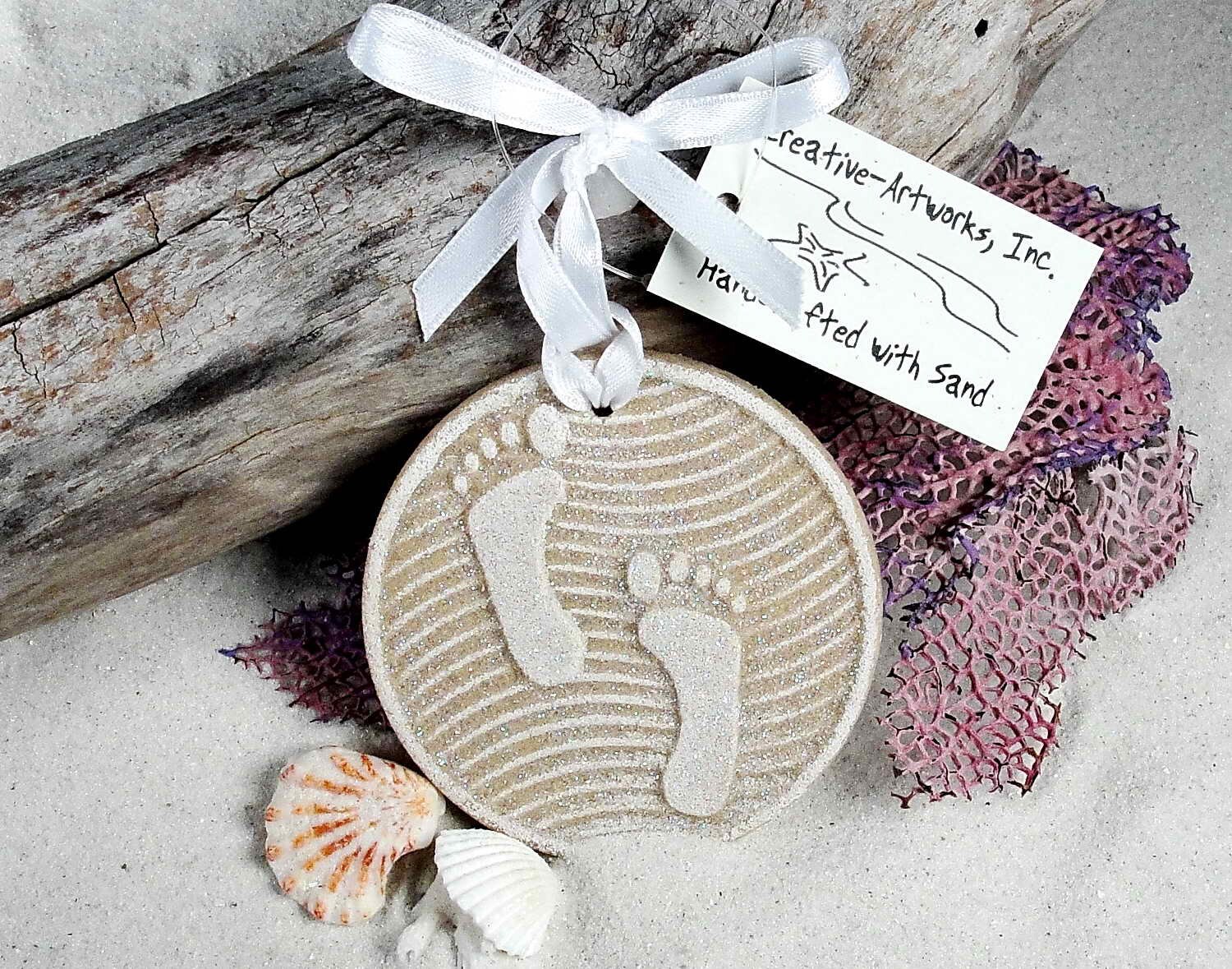 FOOTPRINTS Sand Ornament FAVORS Beach Wedding Destination