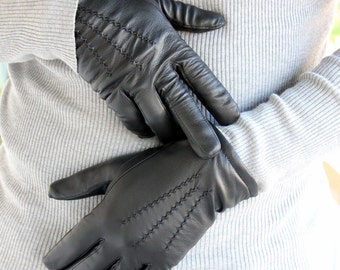 Leather Gloves, Gloves, Leather Wool Gloves, Black Leather Gloves, Warm gloves, Winter Gloves, Gift for Him, Mens Gloves, Leather Gloves Men